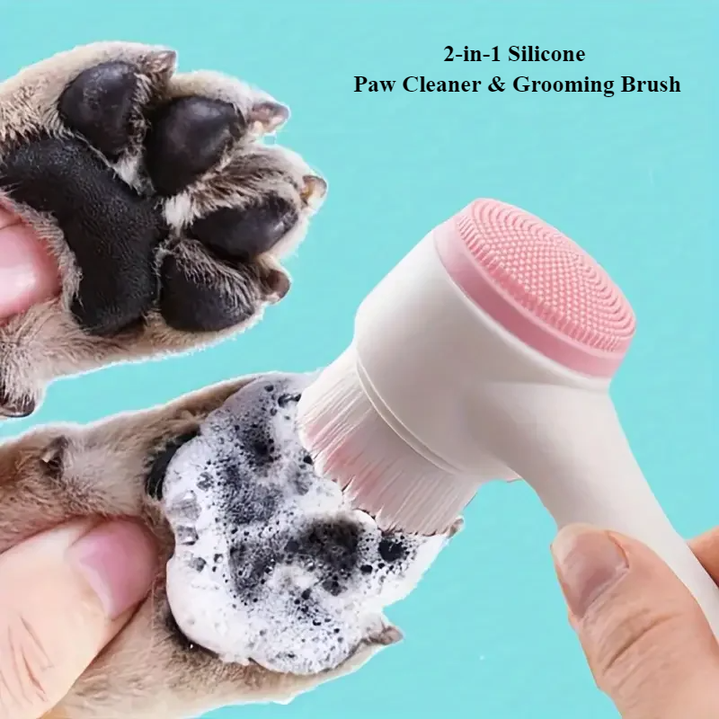 2-in-1 Silicone Paw Cleaner & Grooming Brush – Keep Your Dog's Paws Pristine!