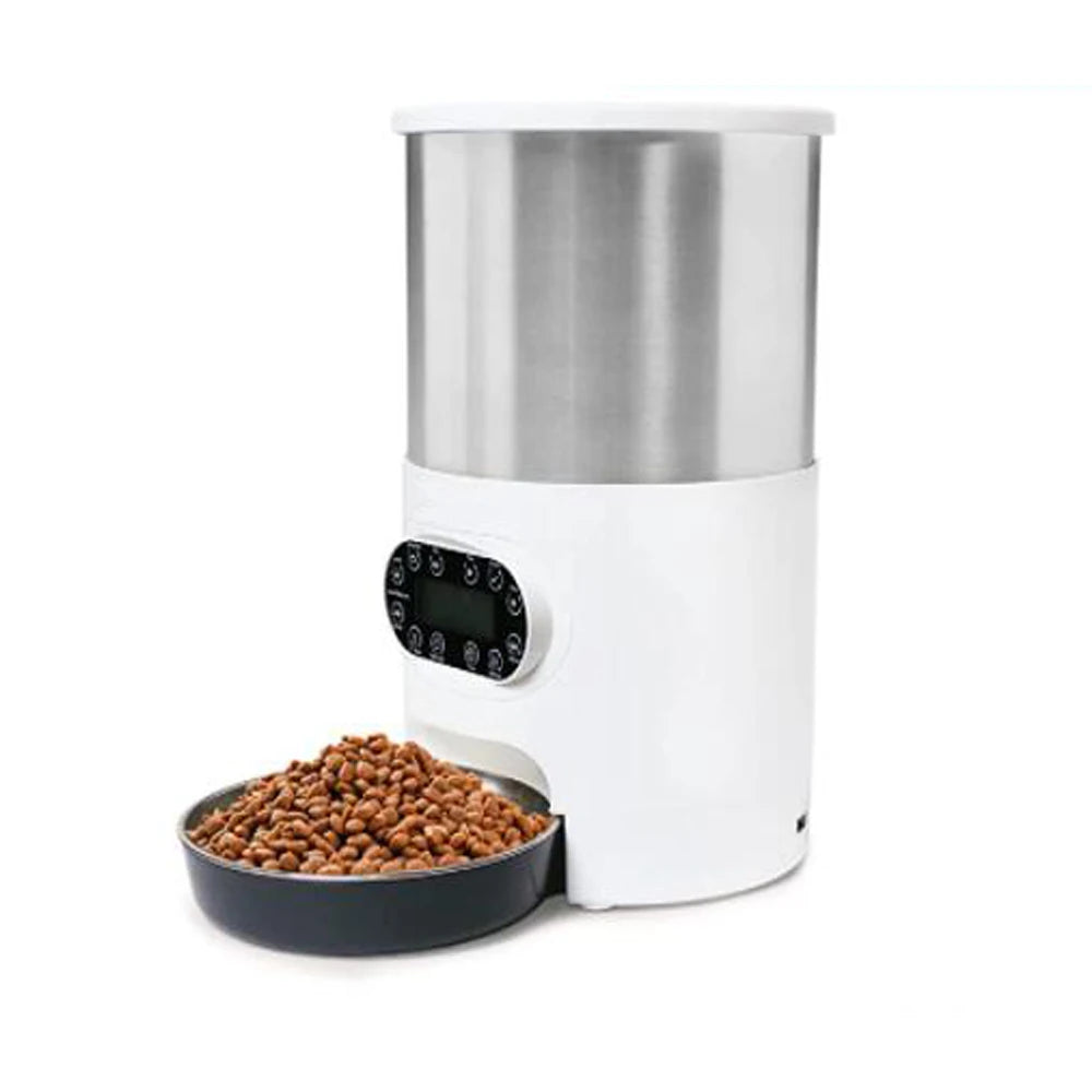 Smart Automatic Pet Feeder with App Control – Stainless Steel Bowl for Cats and Dogs, Includes Recording and Timed Feeding Features