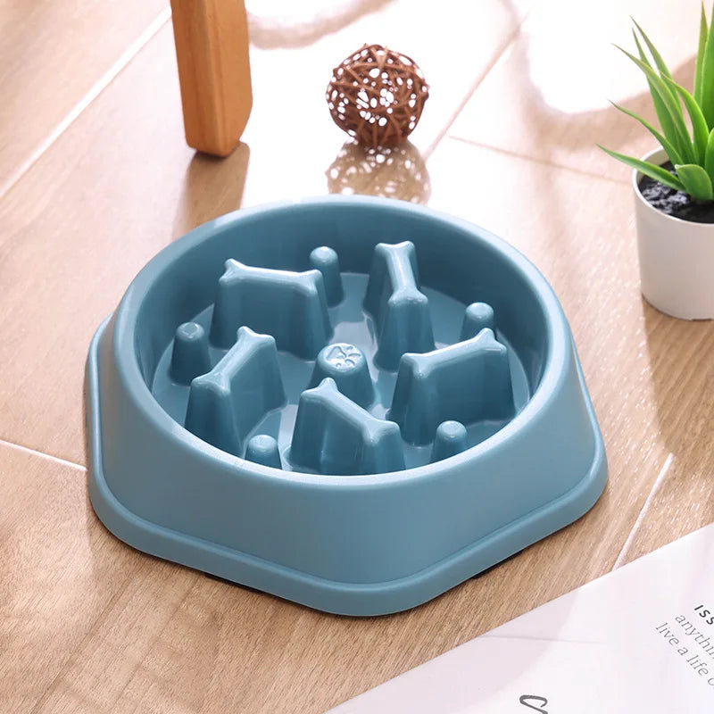 Dog Bowl Anti-Choking Slow Feeder with Bone Shape – Cat and Dog Food Basin, Anti-Tipping Pet Supplies