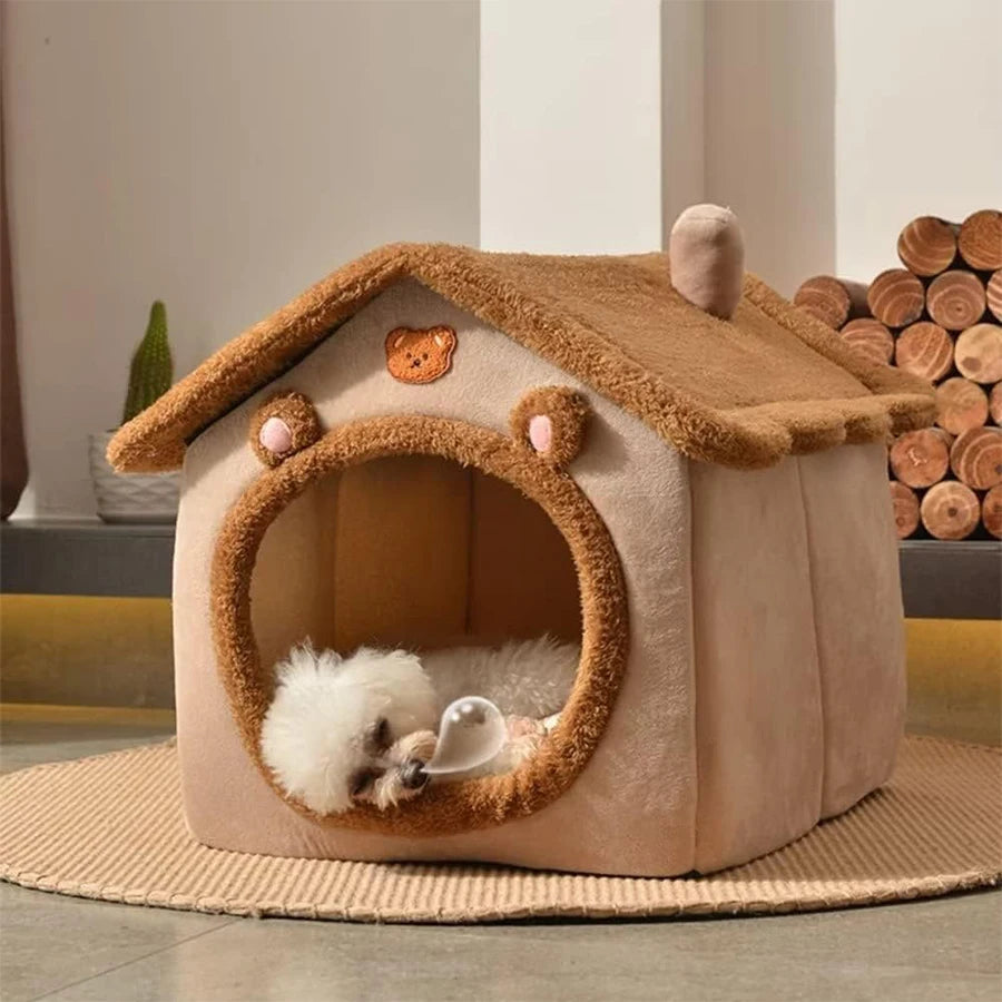 Cozy Foldable Pet House – Removable & Washable Bed for Small Dogs and Cats, Perfect for Snuggling and Easy Cleaning