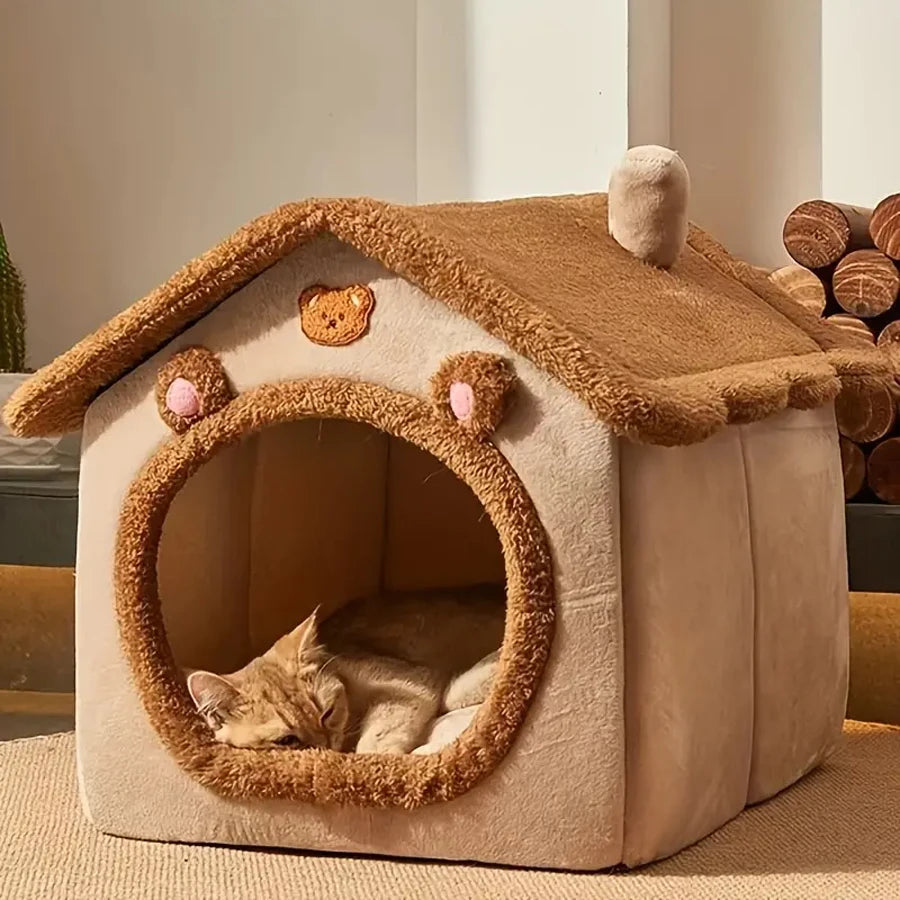 Cozy Foldable Pet House – Removable & Washable Bed for Small Dogs and Cats, Perfect for Snuggling and Easy Cleaning