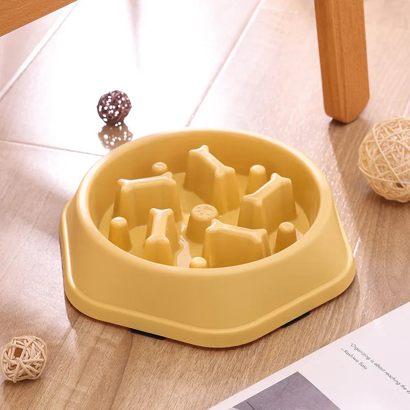 Dog Bowl Anti-Choking Slow Feeder with Bone Shape – Cat and Dog Food Basin, Anti-Tipping Pet Supplies