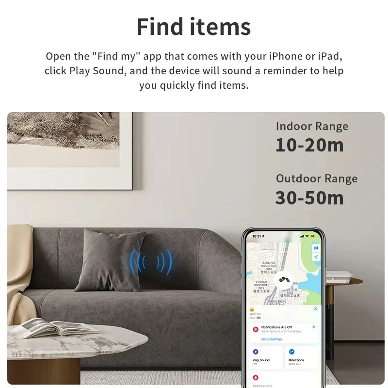 Mini GPS Smart Tracker | Bluetooth Air Tag for Kids, Pets, and Vehicles | Apple iOS Compatible Find My App Locator