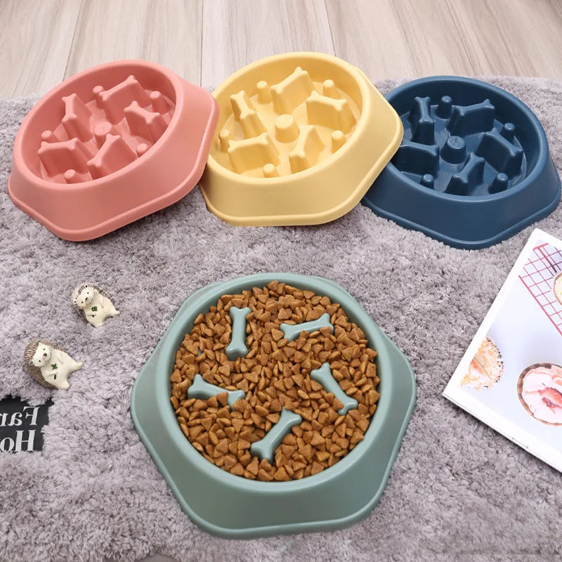 Dog Bowl Anti-Choking Slow Feeder with Bone Shape – Cat and Dog Food Basin, Anti-Tipping Pet Supplies