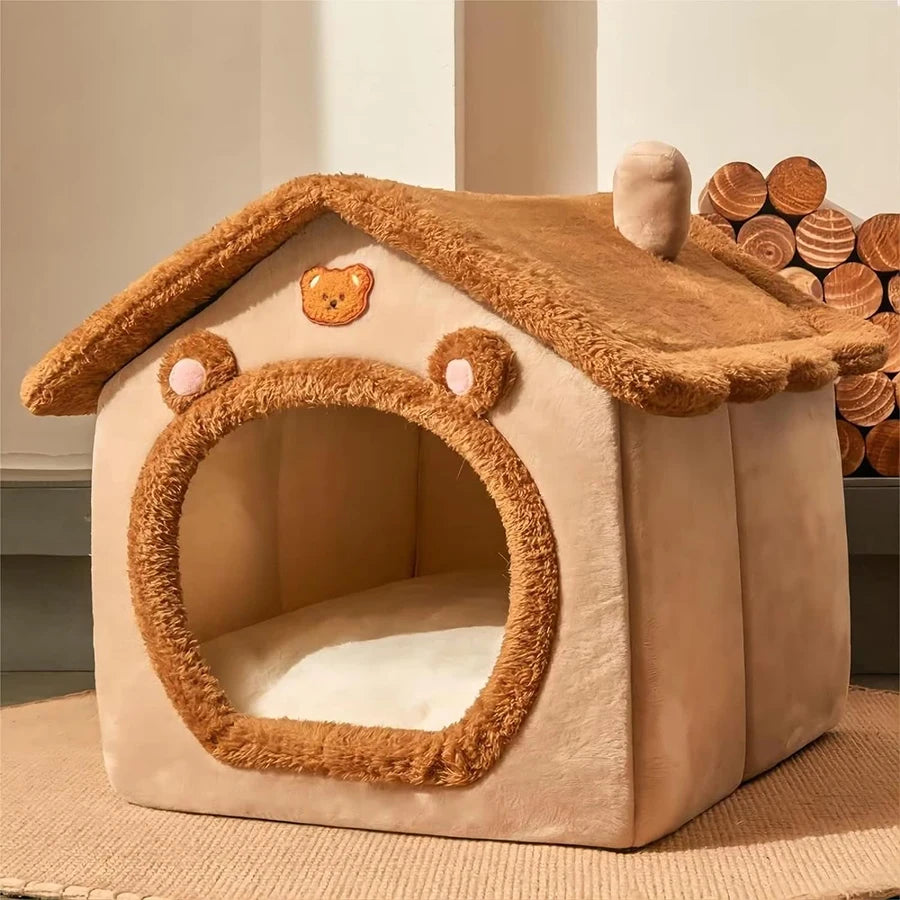 Cozy Foldable Pet House – Removable & Washable Bed for Small Dogs and Cats, Perfect for Snuggling and Easy Cleaning